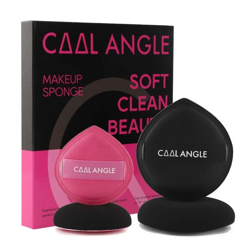 COOL-ANGLE 4Pack Makeup Sponge Latex-Free Soft Blender Sponge Perfect for Foundation Concealer Cream Powder, Beauty Sponge Set for Long-lasting and Natural Makeup, 2X-Large Black and 2 Medium Pink - Image 1